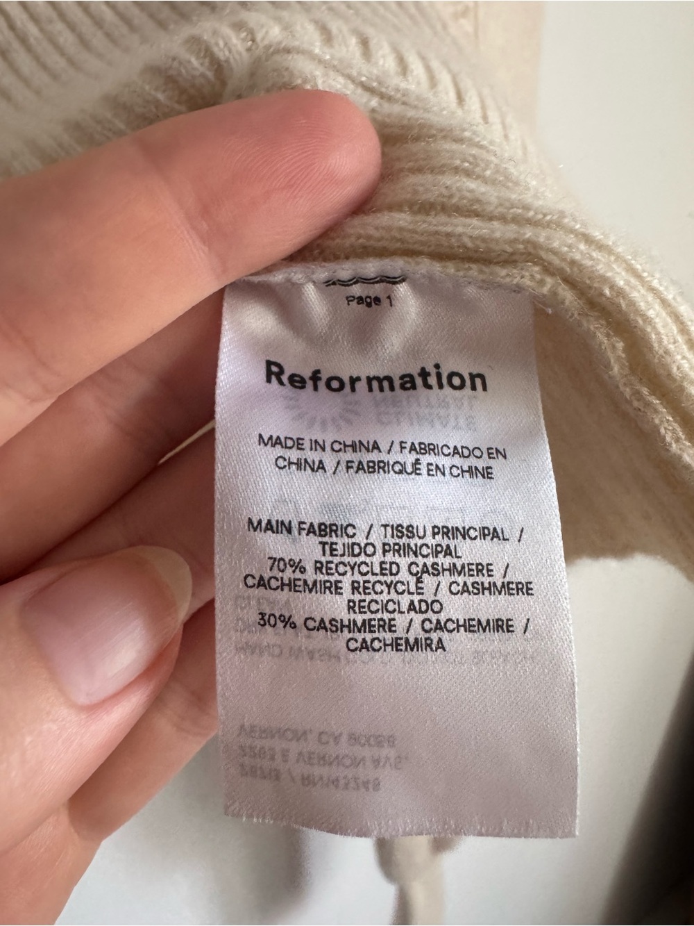 Reformation Luisa Cropped Cashmere Sweater In Gossamer XS $225 - Picture 12 of 13